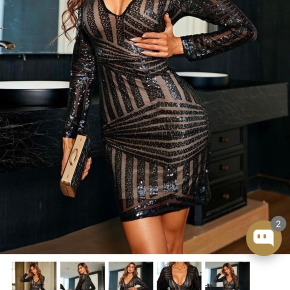 Miss Ord V-neck long sleeve body on dress, size L - NEW! - Picture 3 of 6